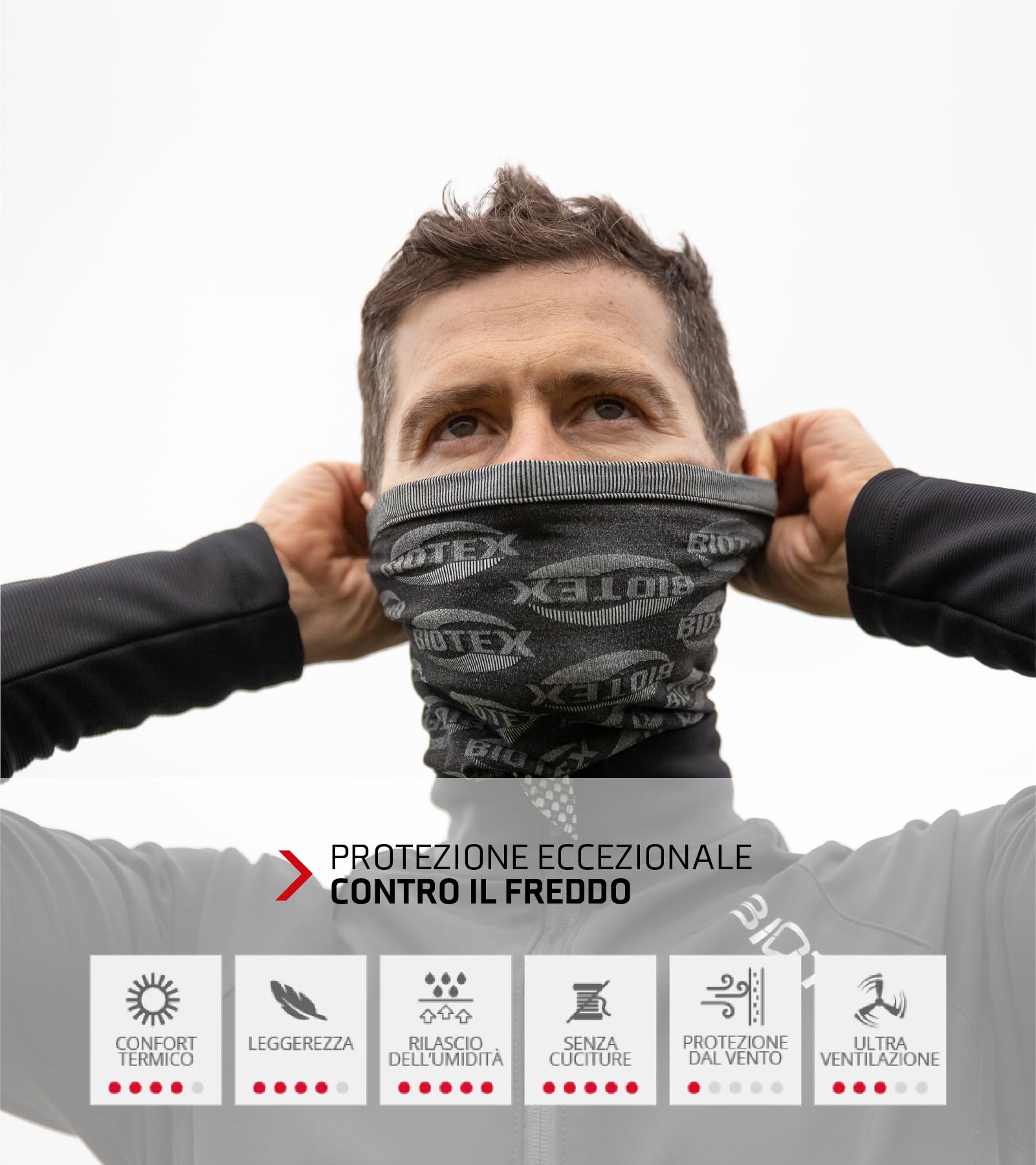 BIOTEX Tubolare Multifunzione 2.0 Termico Ideale per l'inverno, Scaldacollo per Ogni Sport, Intimo Tecnico Sportivo