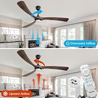 Ovlaim 183cm-es Fa Mennyezeti Ventilátor LED Világítással - Okos WiFi Vezérlés, Távirányító, 6 Sebesség, Tölgy-Fekete, DC Motor, Kültéri-Bel 4