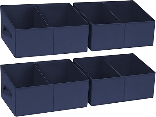 Miniatura 22 de DIMJ - Organizadores de estante grande para armario, cestas organizadoras trapezoidales de tela plegables con asas y divisor, cajas de Gris plateado