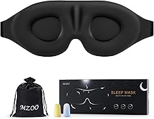 [57% off] MZOO Luxury Sleep Eye Mask for Side Sleeper Men Women, Zero Eye Pressure 3D Sleeping Mask, Light Blocking Patented Design Night Blindfold, Soft Eye Shade Cover for Travel, Black