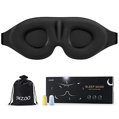 MZOO Luxury Sleep Eye Mask for Side Sleeper Men Women, Zero Eye Pressure 3D Sleeping Mask, Light Blocking Patented Design Night Blindfold, Soft Eye Shade Cover for Travel, Black