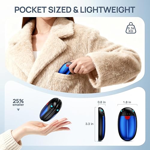 Miniatura 5 de Hand Warmers Rechargeable, 2 Pack Portable Pocket Hand Warmers, 20Hrs Long Heating Double Warm Electric Handwarmers, Reusable Heater for Outdoors