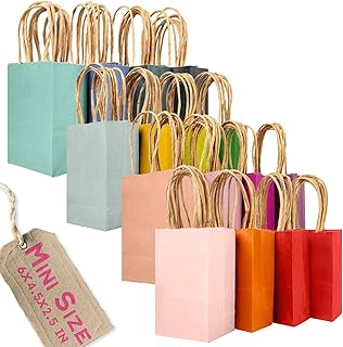 qiqee 32 Pcs Mini Paper Gift Bags with Handles 6