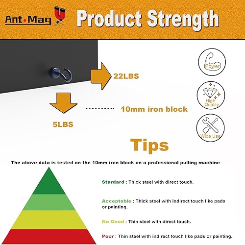 Miniatura 3 de Ant Mag Ganchos magnéticos fuertes de 100 libras + fuerza de tracción de neodimio ganchos perchas resistentes utilizados para el hogar cocina