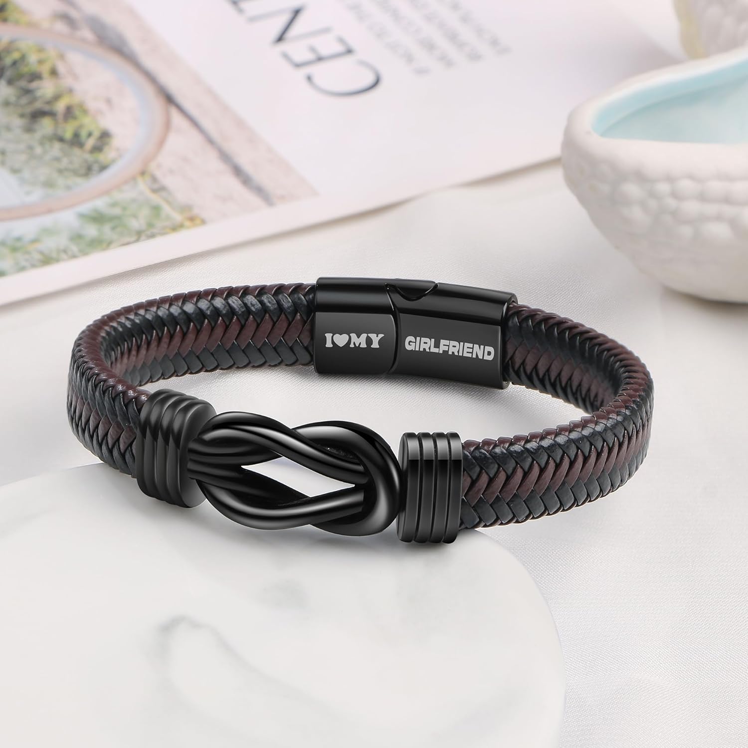 Joycuff 𝗚𝗶𝗳𝘁𝘀 𝗳𝗼𝗿 𝗠𝗲𝗻 𝗞𝗻𝗼𝘁 𝗕𝗿𝗮𝗰𝗲𝗹𝗲𝘁, Valentines Fathers Day Anniversary Christmas Birthday Gifts for Him Dad Husband Boyfriend Son New Dad Stepdad Bracelets for Men - Image 4
