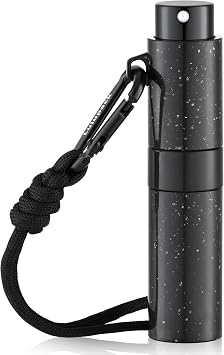 Lulupack Keychain Cologne Sprayer Bottle, 8ml Refillable Travel Perfume Atomizer with Clip, Empty Portable Fragrance Spray Bottle for Men, Twist-Up Mini Cologne Bottle, Speckled Black