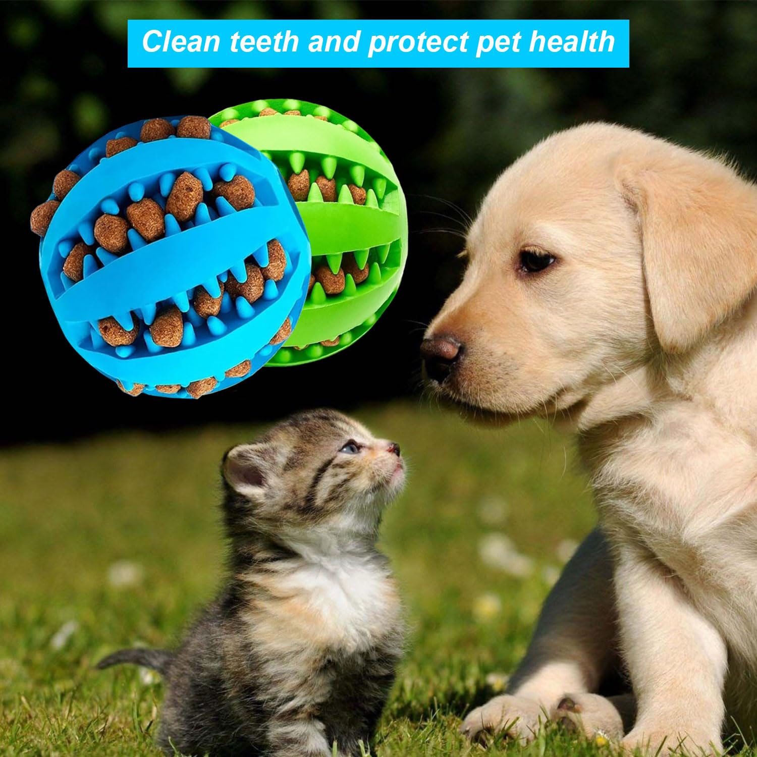 Estrico 2x Dog Ball Toy Interactive Soft Dental Chewing Rubber Puppy Teeth Cleaning Healthy Gums Playing Ball Fetch Toy For Cats And Dogs 7cm - Image 3