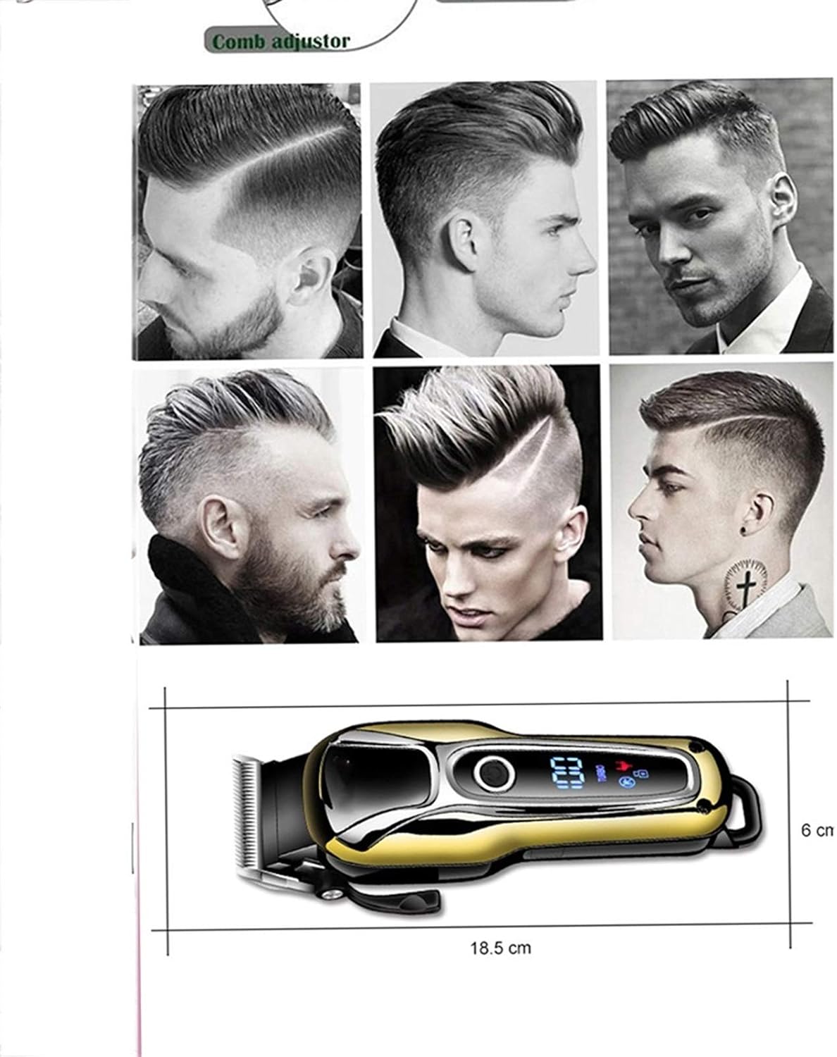 Electric Hair Clipper Professional Men's Trimmer LCD Shaver