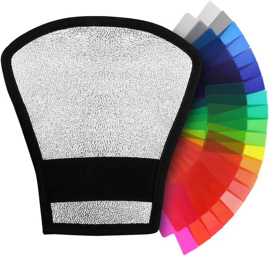Two-Sides Flash Diffuser Softbox Silver/White Reflector for Canon Nikon Pentax Yongnuo Godox Sigma Speedlite +20pc Strobist Flash Color Lighting Gel Pop up Filter