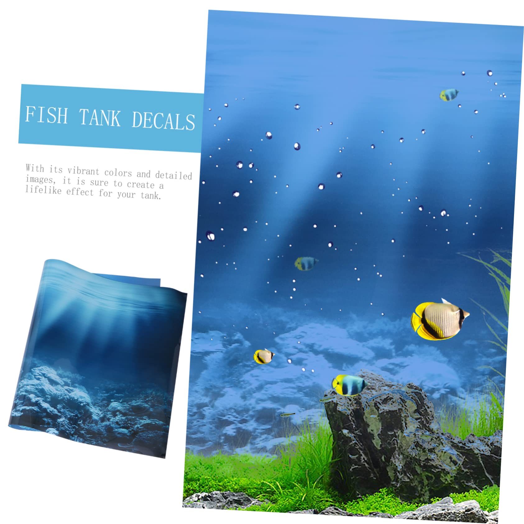 Happyyami 3pièces Autocollant De Fond Aquarium avec Motif De Récif Corallien Décoration Murale pour Aquarium Stickers Adhésifs pour Réservoir De Poissons