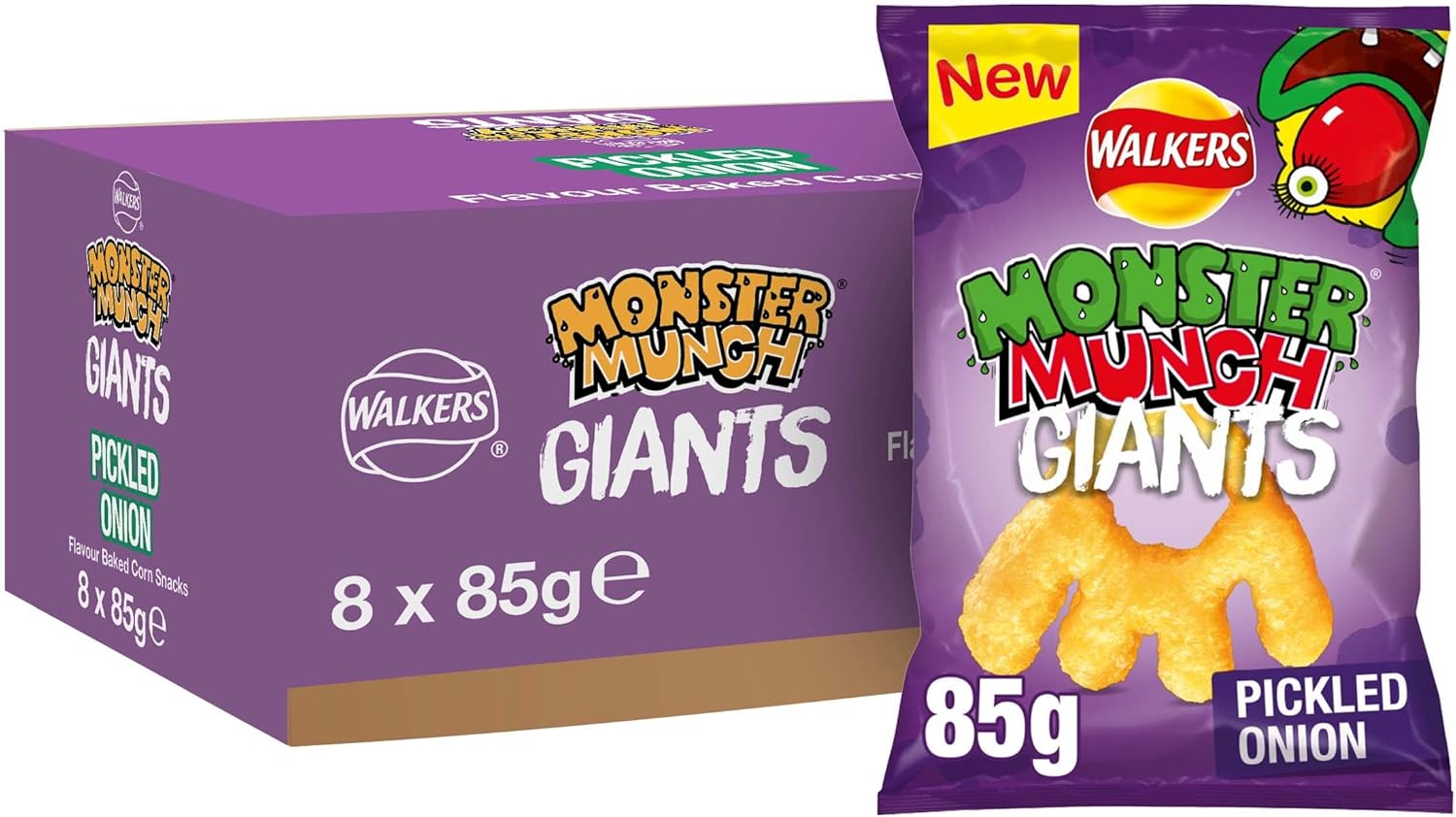 Walkers Monster Munch Giants Pickled Onion Sharing Snacks Crisps 85g