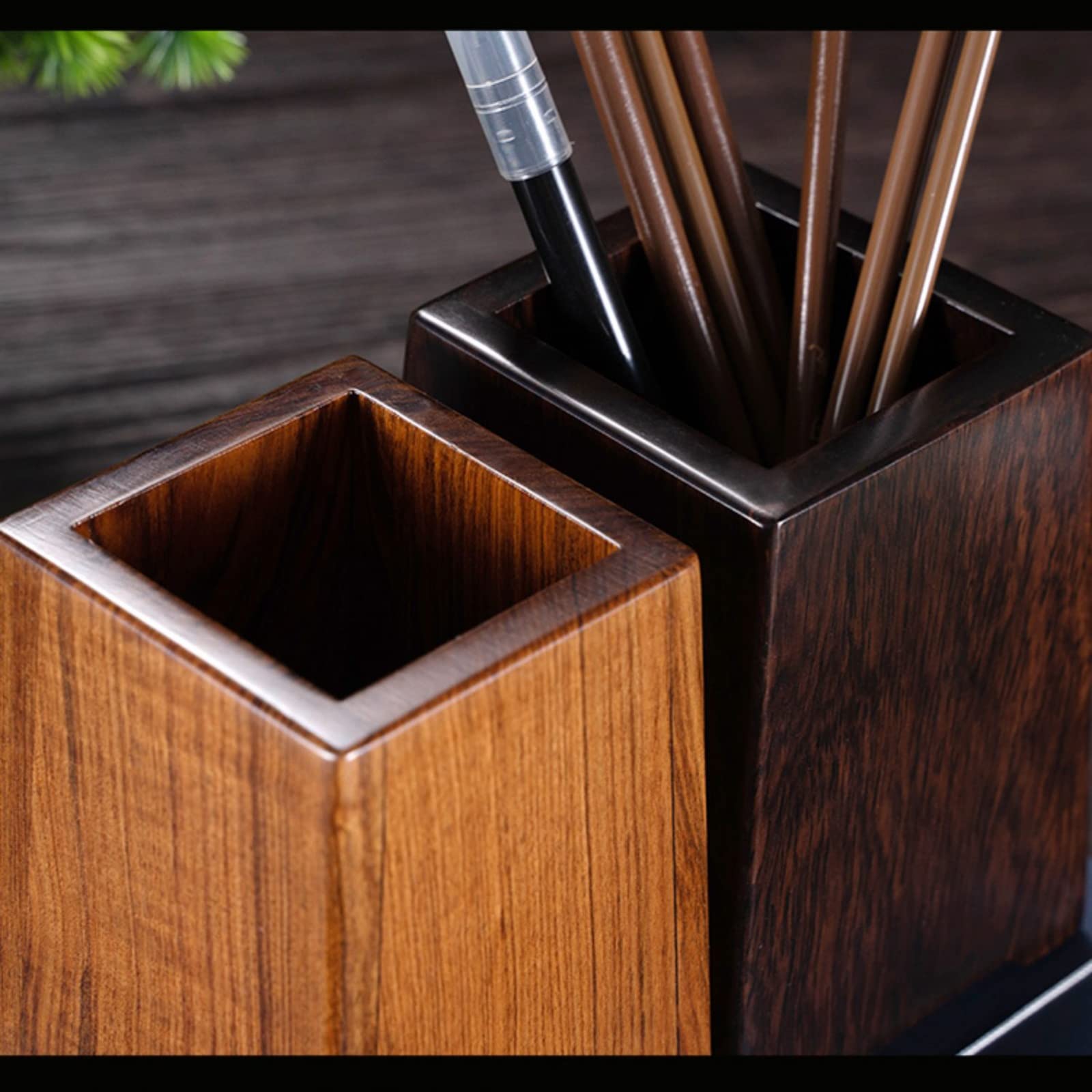 Bleistifttopf aus Holz Hölzerner Stifthalter Büro minimalistischer Stifteimer Ornament Schreibtisch-Organizer für Homeoffice(Natural)