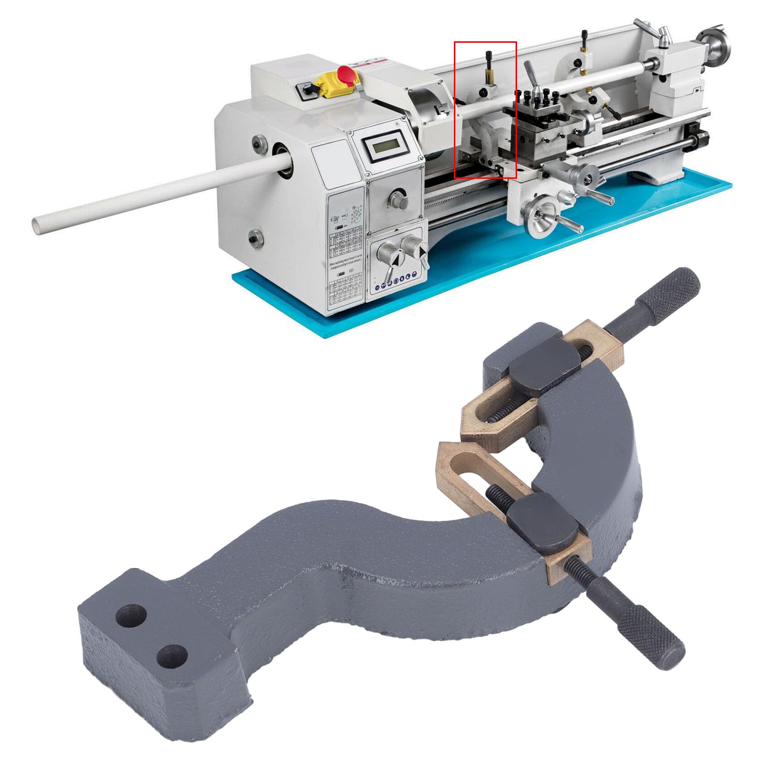 Mini Torno Estable, Estabilizador de Torno de Metal de Alta Rigidez Fijo para 8x16 210x400 210x750 210x800 220x600 220x750 MX 210 WM 210, Soporte Central de Torno Fácil Corte