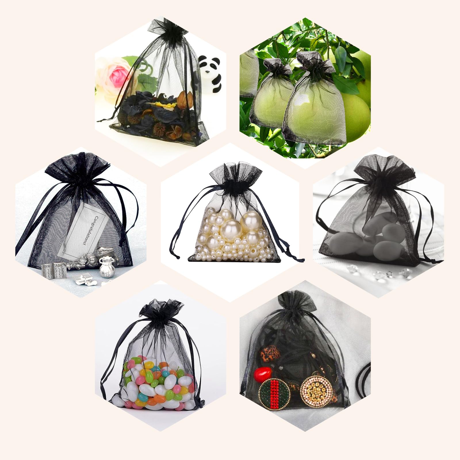 jijAcraft Bolsas de Organza Bolsas de Organza Doradas para Bodas 10 * 15 cm, 50 Piezas con cordón, Bolsas de joyería para Regalo de Dulces, Bolsas de Regalo para Bodas