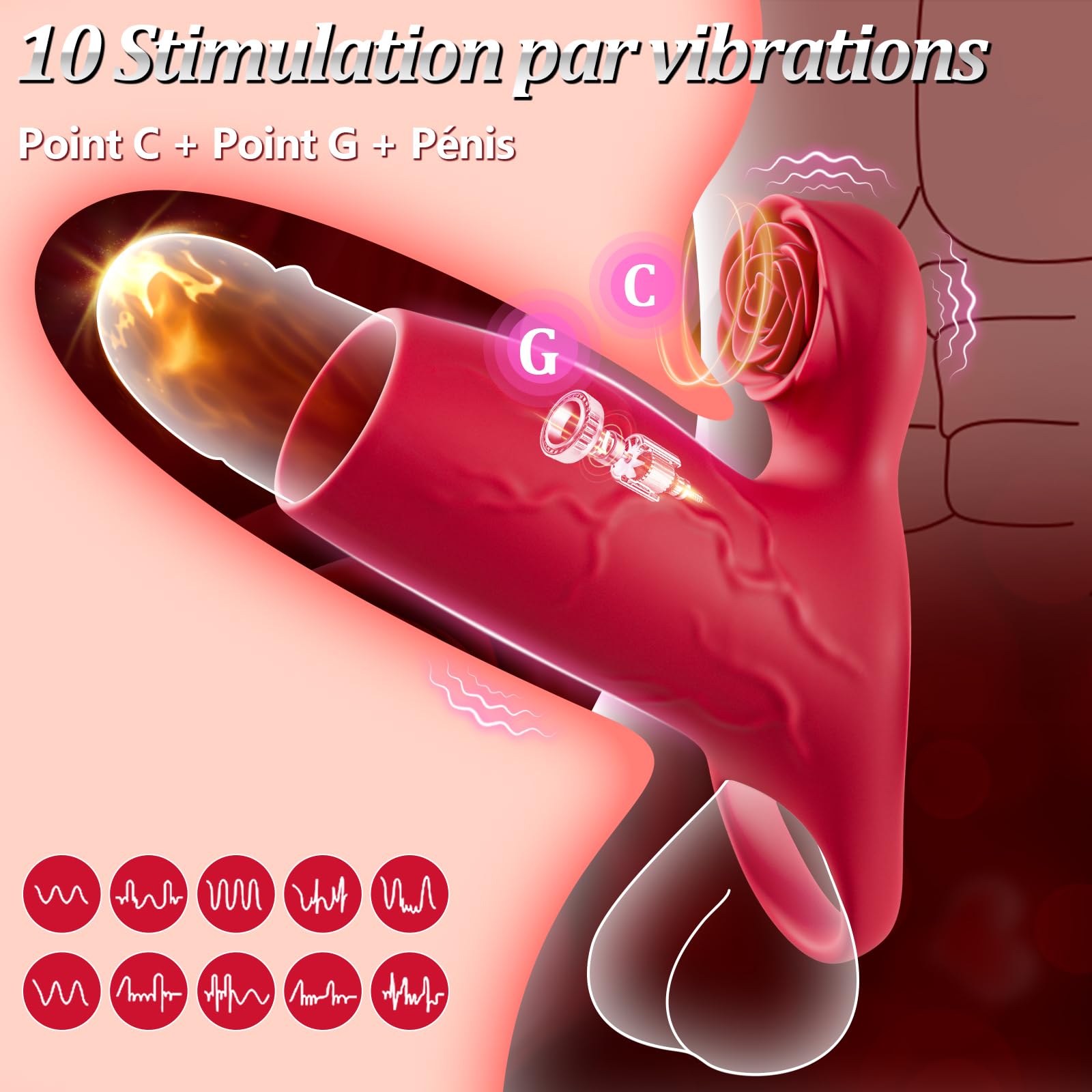 Sex Toýs Couples Anneau Penien - Anneau Homme Vibrant Gaines pour Pénis avec 10 Modes Vibrations Godemichets Vibromasseurs Sex Toýs Homme avec Anneaux de Pénis pour Agrandir le Pénis Sex Toys