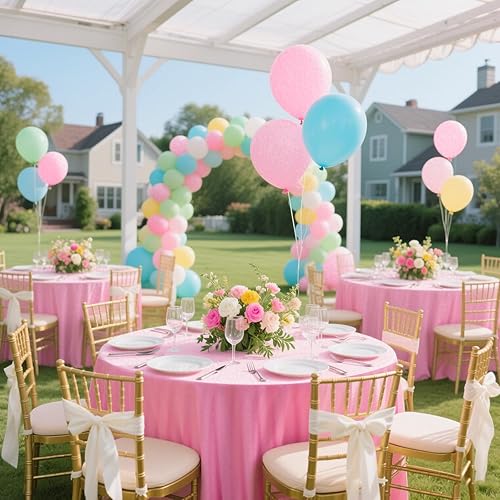 Miniatura 56 de Mantel redondo de 60 pulgadas blanco con borde elástico – Mantel ajustado sin arrugas y lavable para mesa redonda de 5 pies, mantel reutilizable