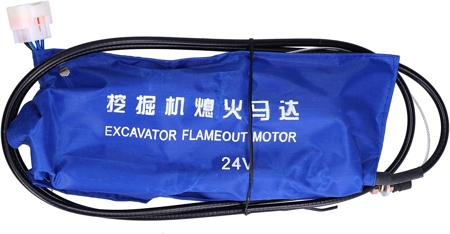 Stop Solenoid Motor, 24V Electric Flameout Solenoid Stop Solenoid Valve for SY 235 Models, Shutoff Solenoid Valve Engine Shutdown Solenoid for Excavator Throttle Stall Motor