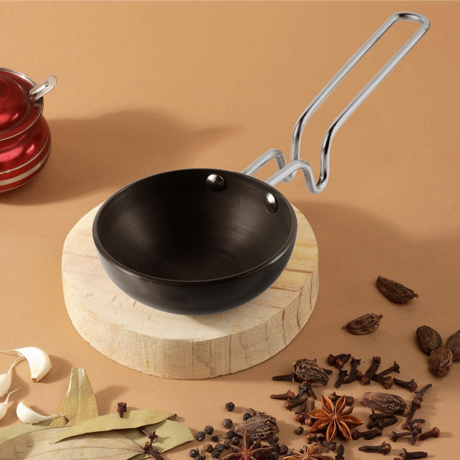 Vinod Black Pearl Hard Anodised Tadka Pan - Jumbo | 3.25mm Thickness | Natural Stick Resistant | Metal Spoon Friendly | Balance Design Handle | 2 Year Warranty - Black - Image 2 thumbnail
