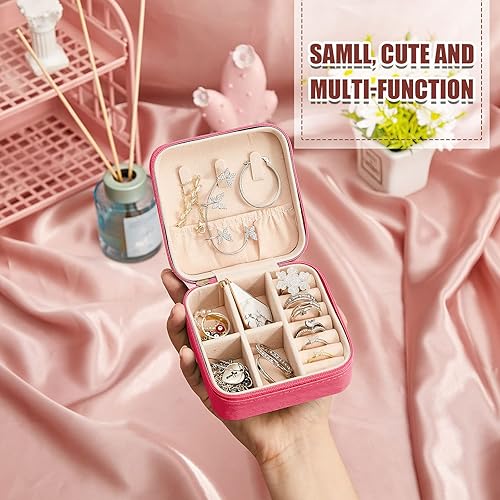 Miniatura 3 de Taiyin Caja organizadora de joyas de viaje, 6 unidades, cajas de regalo para dama de honor, mini caja organizadora de almacenamiento (rosa)