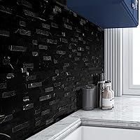 Vista 6 de SUNWINGS Azulejos autoadhesivos de piedra natural 3D de mosaico para despegar y pegar, 12 x 11 pulgadas, 5 hojas adhesivas en muro para cocina