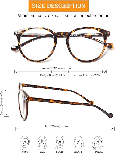Miniatura 2 de Kerecsen Gafas de lectura, 5 pares de bisagras de resorte, redondas, para hombres y mujeres