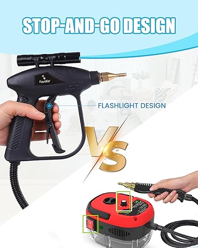 Miniatura 4 de FoundGo Limpiador de vapor de mano sin tanque de 1700 W con 7 cepillos, calentamiento de 20 segundos a 239 limpiador de vapor portátil presurizado,