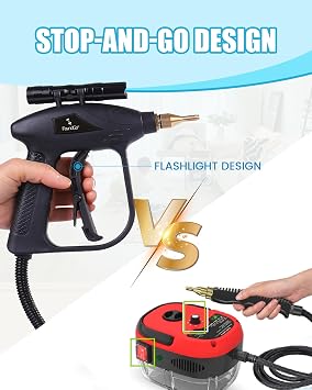 FoundGo 1700W Tankless Handheld Steam Cleaner with 7 Brushes 20s Heating to 239F Pressurized Portable Steam Cleaner, Cleaning Home/Kitchen/Car & More-Blue