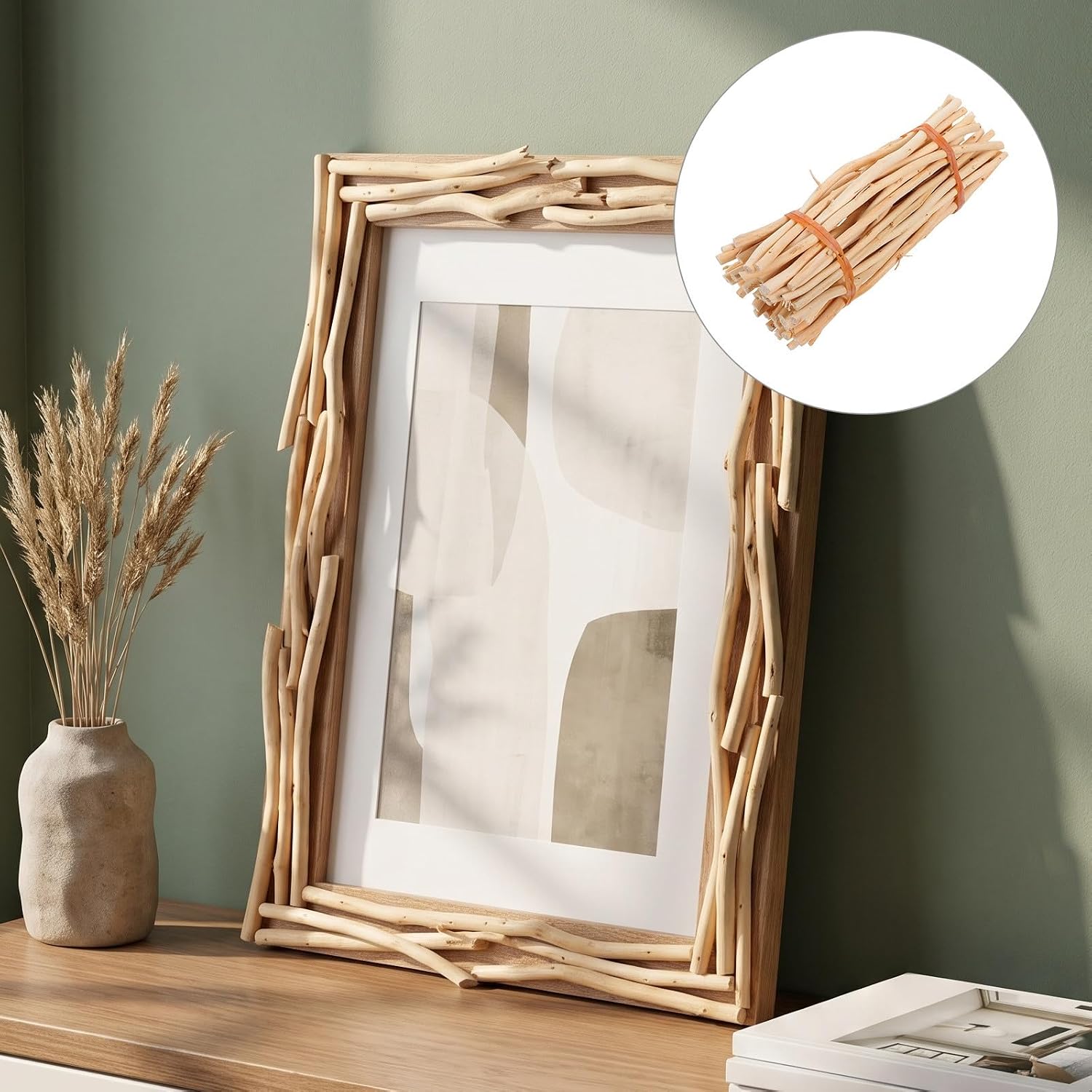 Wooden Craft Sticks 7.9 Inch 100pcs Decorative Dried Branches