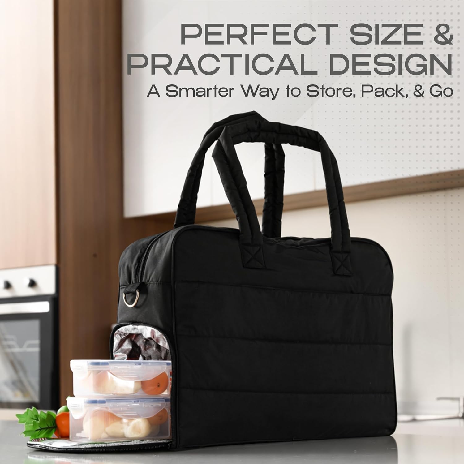 Laptop Work Bag with Lunch Compartment – Large Lunch Tote for Women with Matching Wallet for Work, Office, Travel | 3 in 1 Tote Bag | 17.3 Inch Laptop Puffer Tote - Image 7