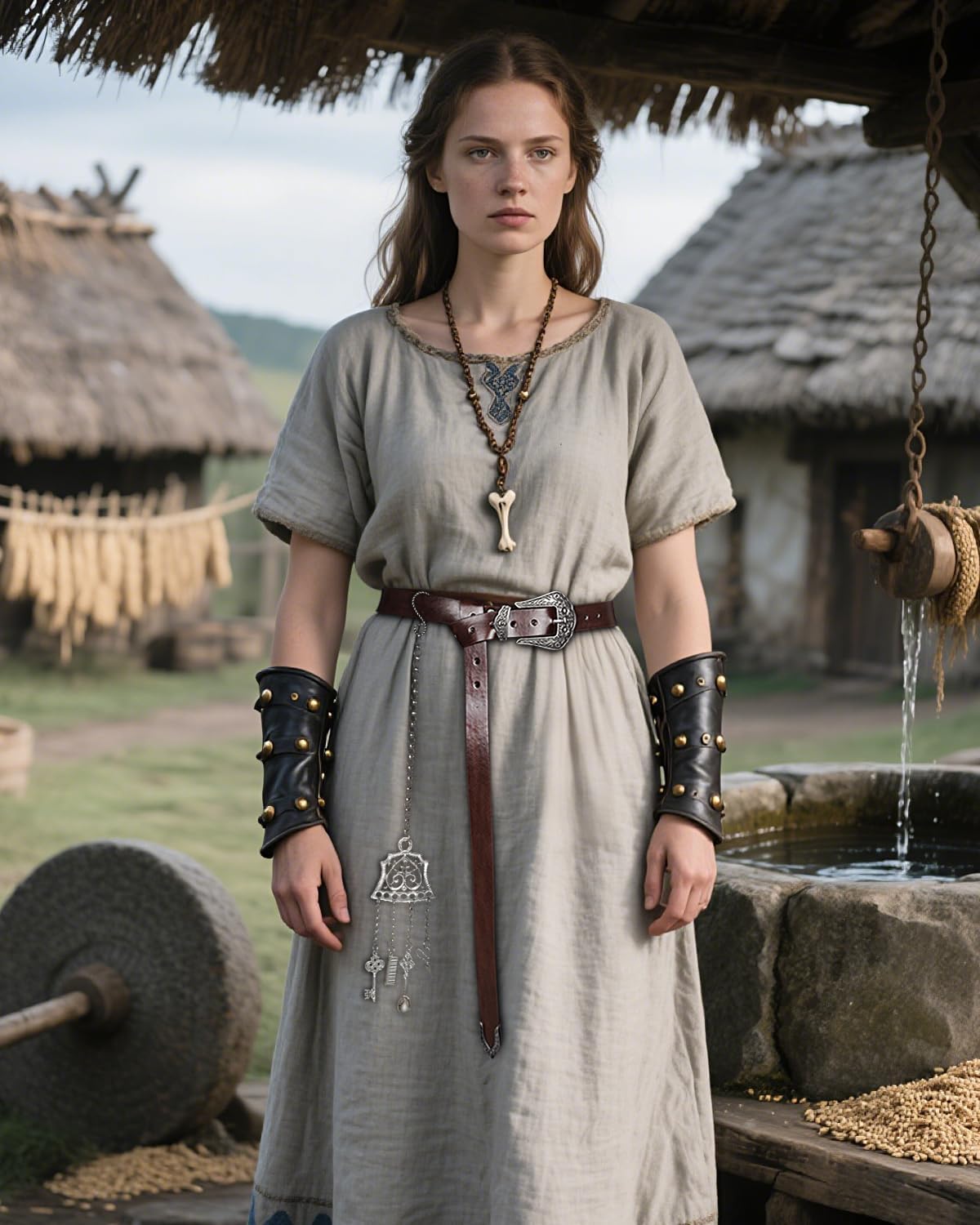 L'VOW Viking Leather Belt with Hanging Chain Set Renaissance LARP Accessory Medieval Cosplay - Image 9