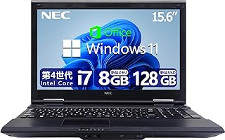 【整備済み品】 【Amazon.co.jp 限定】爆速Core-i7 第4世代 CPU搭載 ハイスペックノートパソコン VersaPro- VKシリーズ/テンキー搭載/Wi-fi/Windows11/15.6インチ/Office/HDMI/パソコン ノートパソコン (1)RAM:8GB/SSD:128GB/10キー)