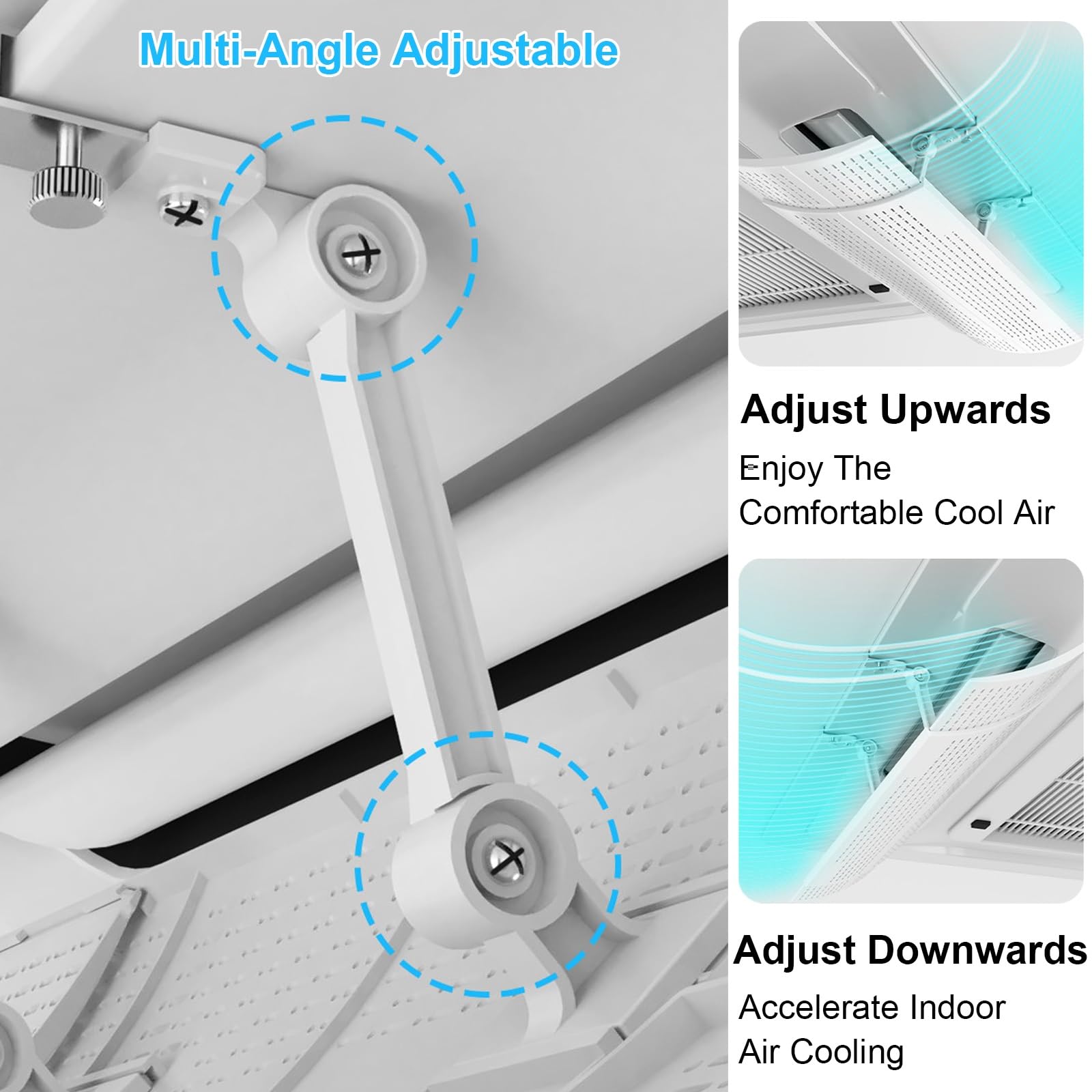 Set di 4 Deflettore Condizionatore a Soffitto, Deflettori per Condizionatori Regolabili, Anti-Flusso D'aria Diretto, Estensibili da 50 a 70 cm, Installazione a Clip