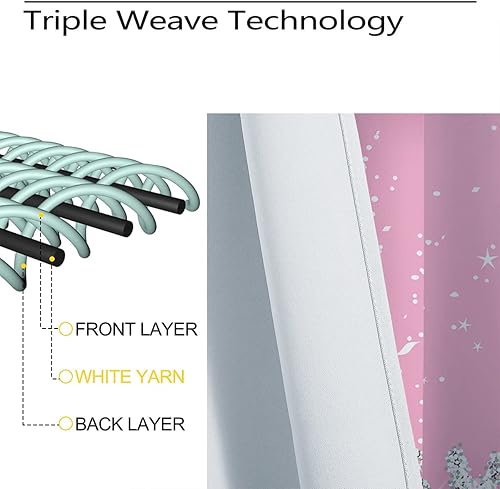 Miniatura 5 de Cortinas opacas rosas de Navidad para niñas y niños, decoración del hogar, diseño de copos de nieve, estrellas, ojales, aislamiento térmico, cortina