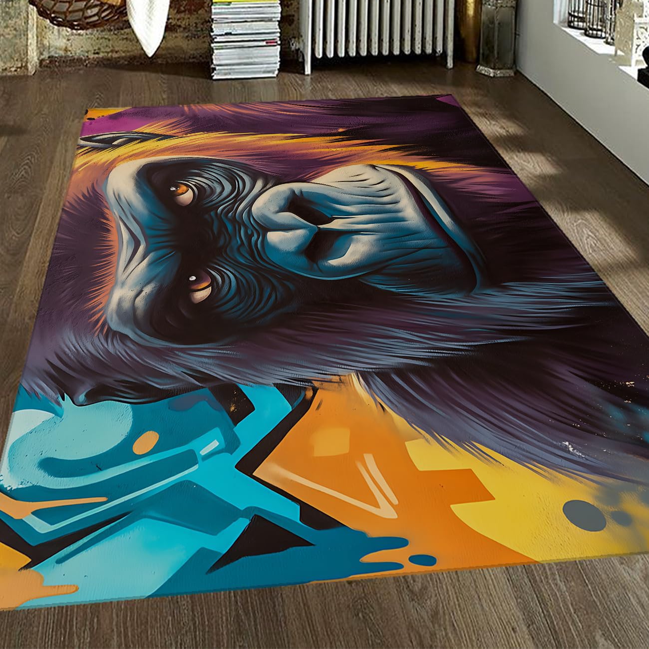 Tapis anime gorille 140x200cm doux pliable antidérapant