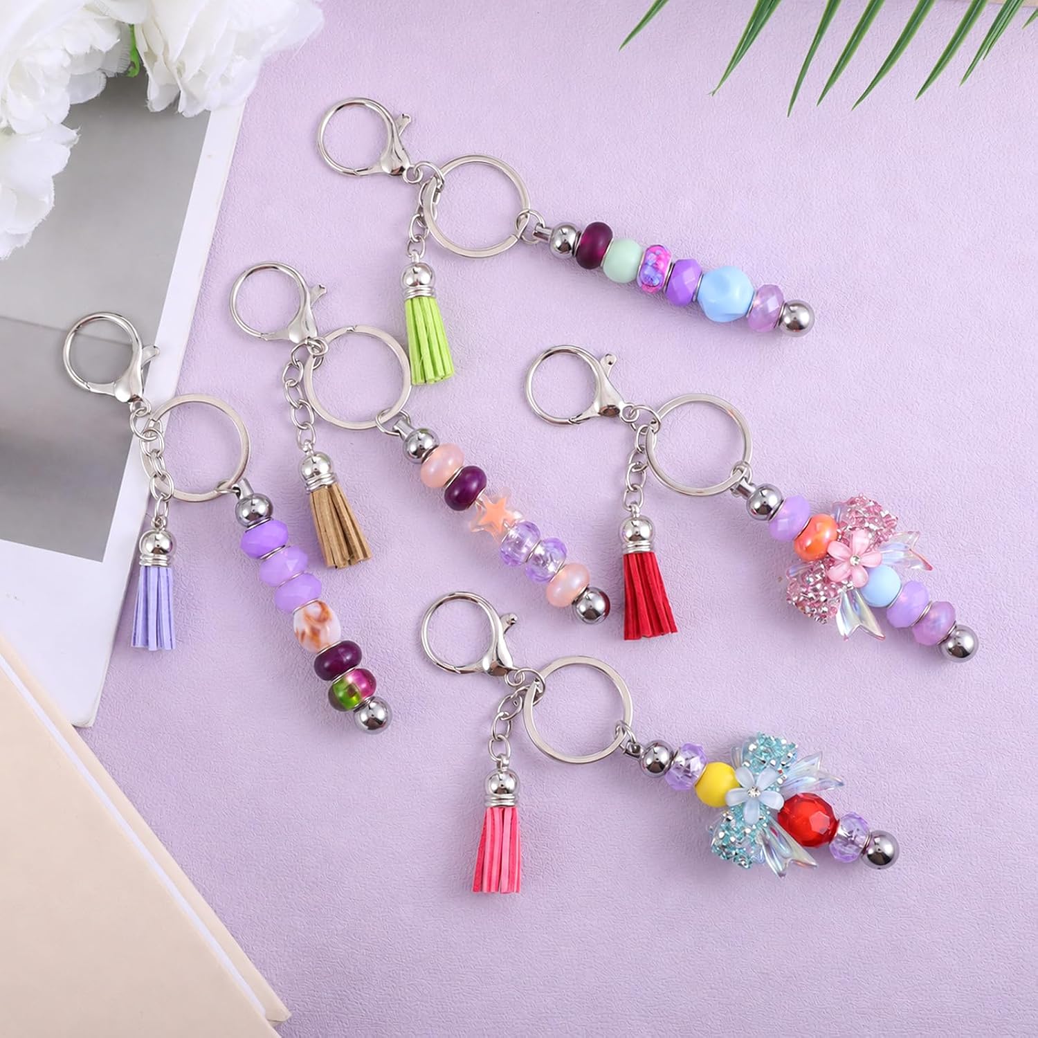 72 Pcs Beadable Keychains Bars, 36Pcs Silver Beadable Keychains