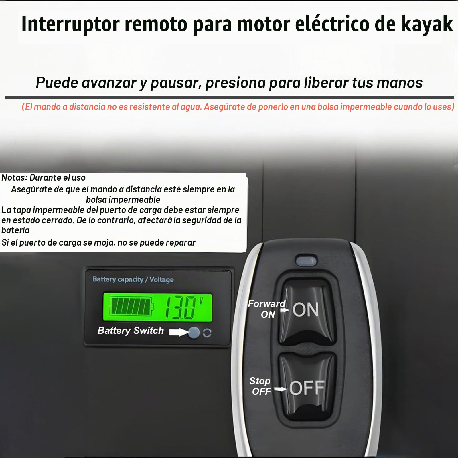 Motor Eléctrico para Kayak, Kit Motor para Kayak, Motor Arrastre 288w con Velocidad 5km/H, 90 Min Uso Continuo, Instalación Sin Herramientas En Los Rieles del Kayak