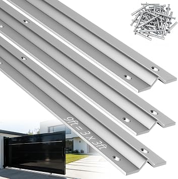 9 ft Galvanized V Track, 3 x 3 ft Sections, Inverted V Track for 1" OD V-Groove, Sliding Gate Rollers, Heavy Duty Driveway Sliding Gate Track, Includes Stainless Steel Hammer Drive Anchors