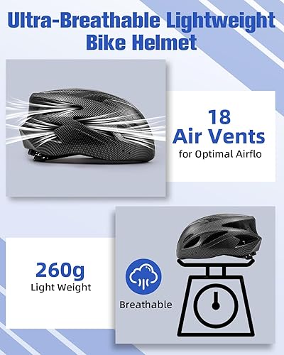 Miniatura 4 de Zacro Casco de bicicleta para adultos, ligero para hombres y mujeres, cómodo con almohadillas y visera, casco de bicicleta certificado para adultos