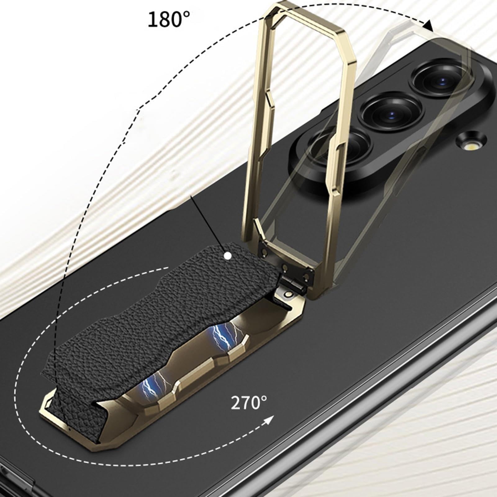 Custodia Per Samsung Galaxy Z Fold 8 Ultra, Ultra Sottile Antiscivolo Case | With Protezione Fotocamera Wristband Anti-Caduta Staffa Custodia(Gold)