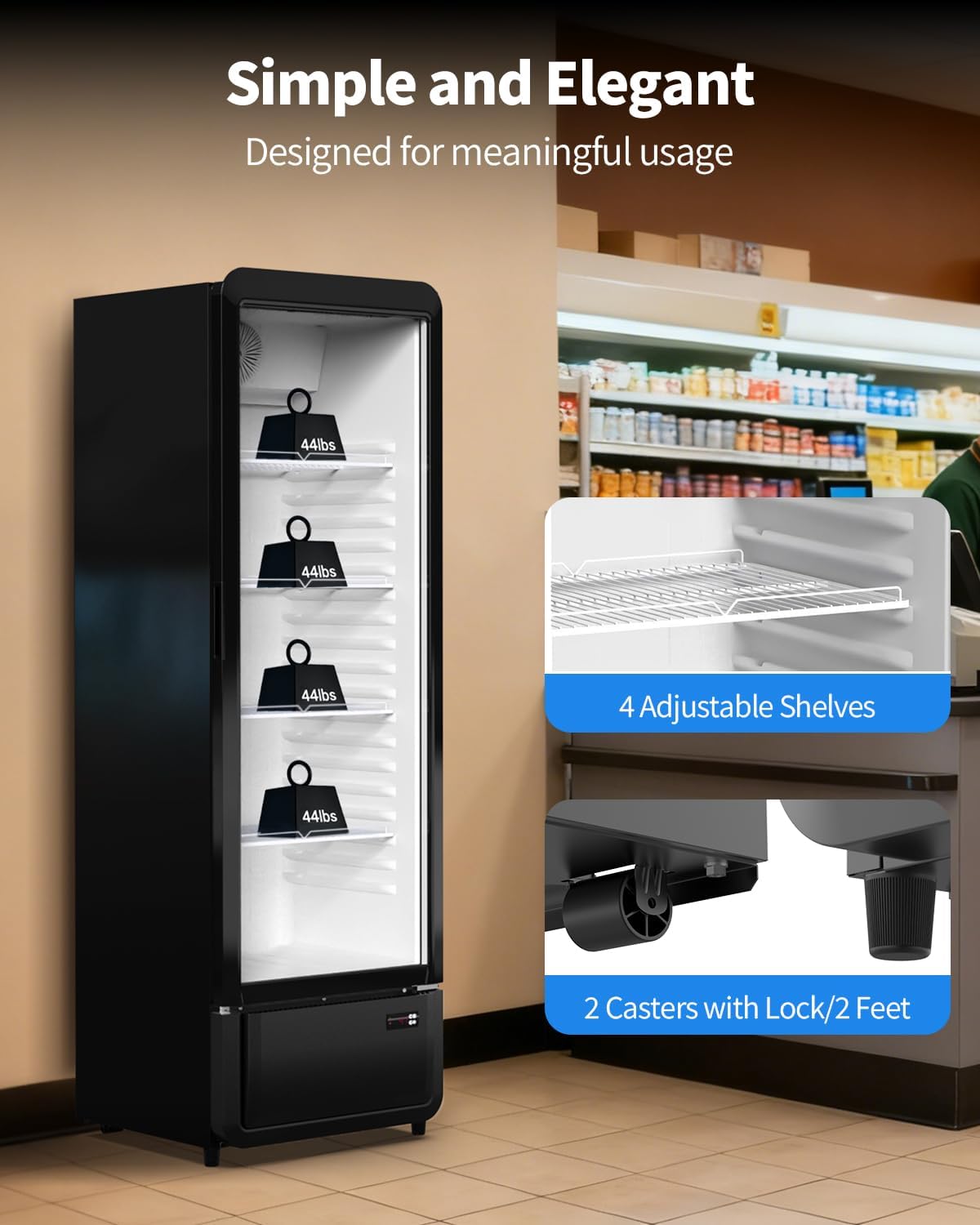 9.89 Cu. Ft Commercial Fridge, Display Merchandiser Drink Refrigerator with Glass Door & LED, 4 Adjustable Shelves Holds 288 Cans, Beverage Cooler for Beer, Soda, ETL DOE NSF Certified