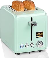 Vista 8 de SEEDEEM Tostadora de 2 rebanadas, tostadora de pan de acero inoxidable, pantalla LCD, 7 ajustes de tostado, ranuras de 1.4 pulgadas de ancho