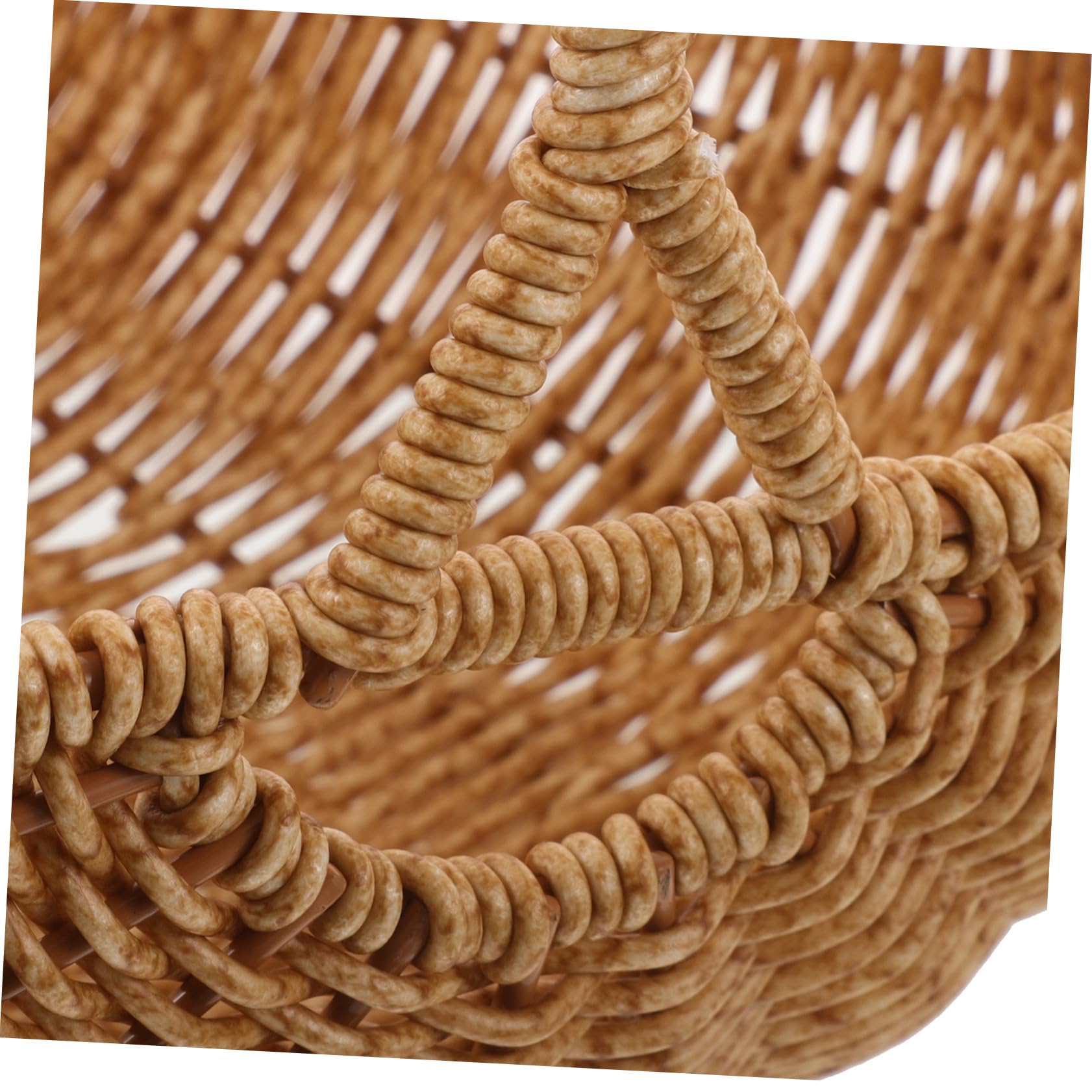 BESPORTBLE Cesta Tejida Mano de Imitación Rattan con Asa Cesta de Cosecha Ligera y Duradera para Picnic Recolección de Flores y Frutas Estilo Vintage Marrón