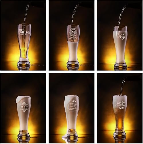 Miniatura 7 de Vaso de cerveza personalizado  Taza de cerveza  Taza de cerveza  Tazas de vidrio Pilsner de 16 onzas  Regalos de cumpleaños grabados personalizados