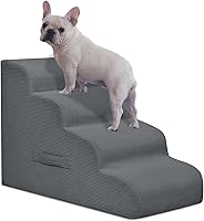 MesaLemon 4-Step Dog Stairs for Small Dogs & Cats - 20" High Bed/Couch Ramp, Waterproof Non-Slip Pet Steps with Washable Cover