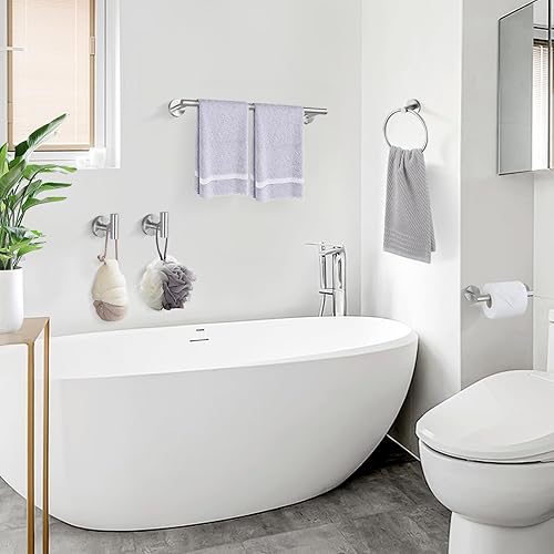 Miniatura 6 de TURS Juego de 5 piezas de accesorios de baño de acero cepillado, juego de toallas de baño de acero inoxidable SUS304, kit de accesorios de baño de