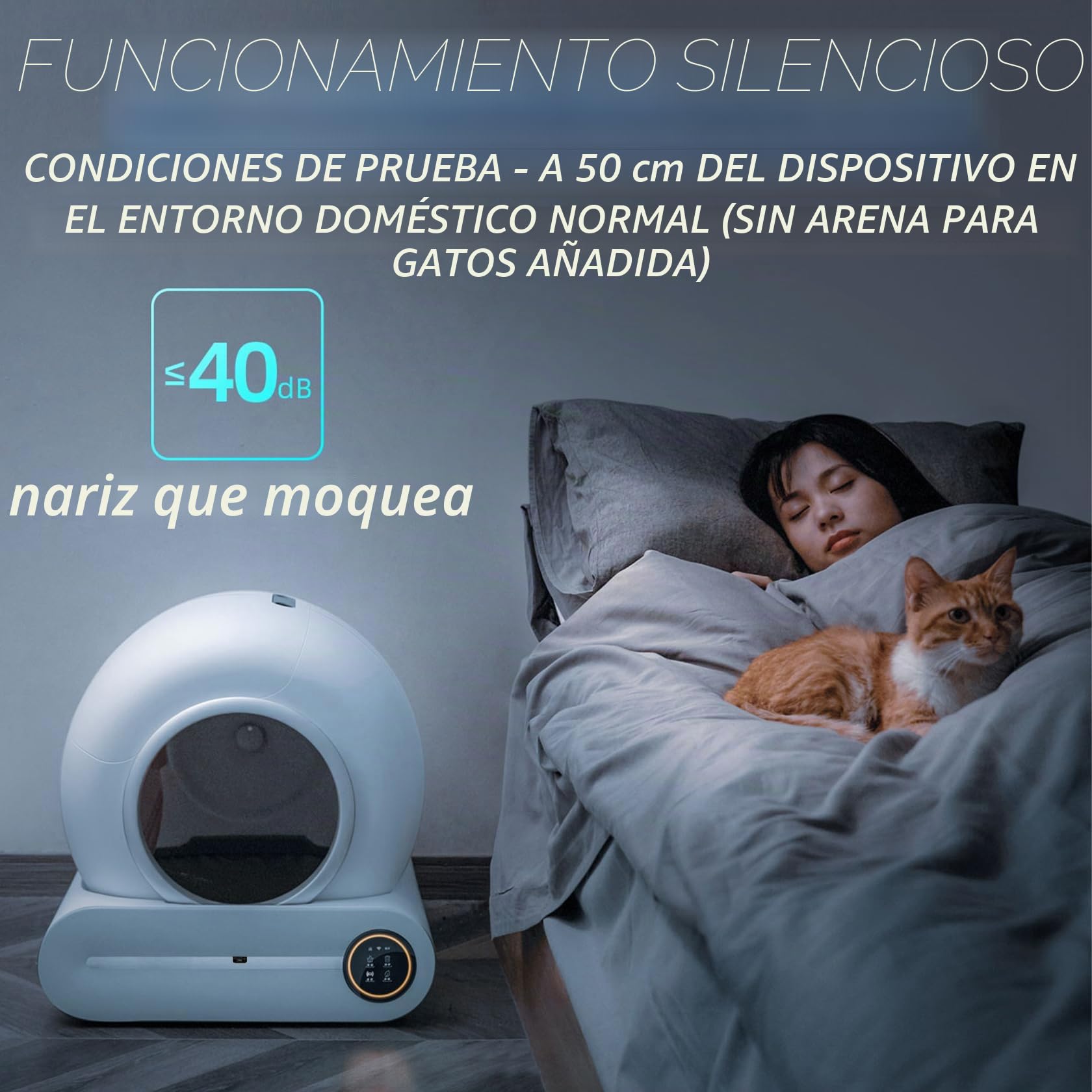 Arenero Gatos Autolimpiable, XXL, Desodorizante | Controlado por Aplicación, Cagadero Autolimpiable Grande, adecuado para Varios Gatos