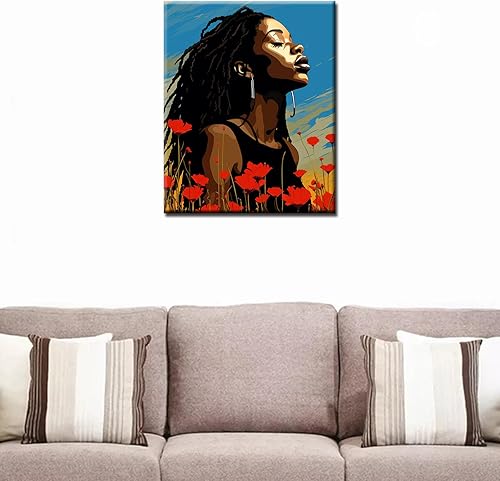 Miniatura 27 de Pintura por números, pintura acrílica afroamericana por números, kit de pintura por números para niños y adultos, principiantes, moda negra, pintura