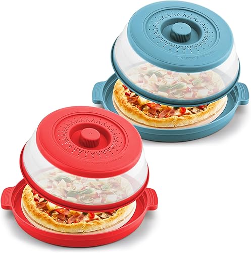 Miniatura 11 de Cubierta para salpicaduras de microondas y placa antiquemaduras, cubierta plegable de plástico y silicona para microondas para alimentos con