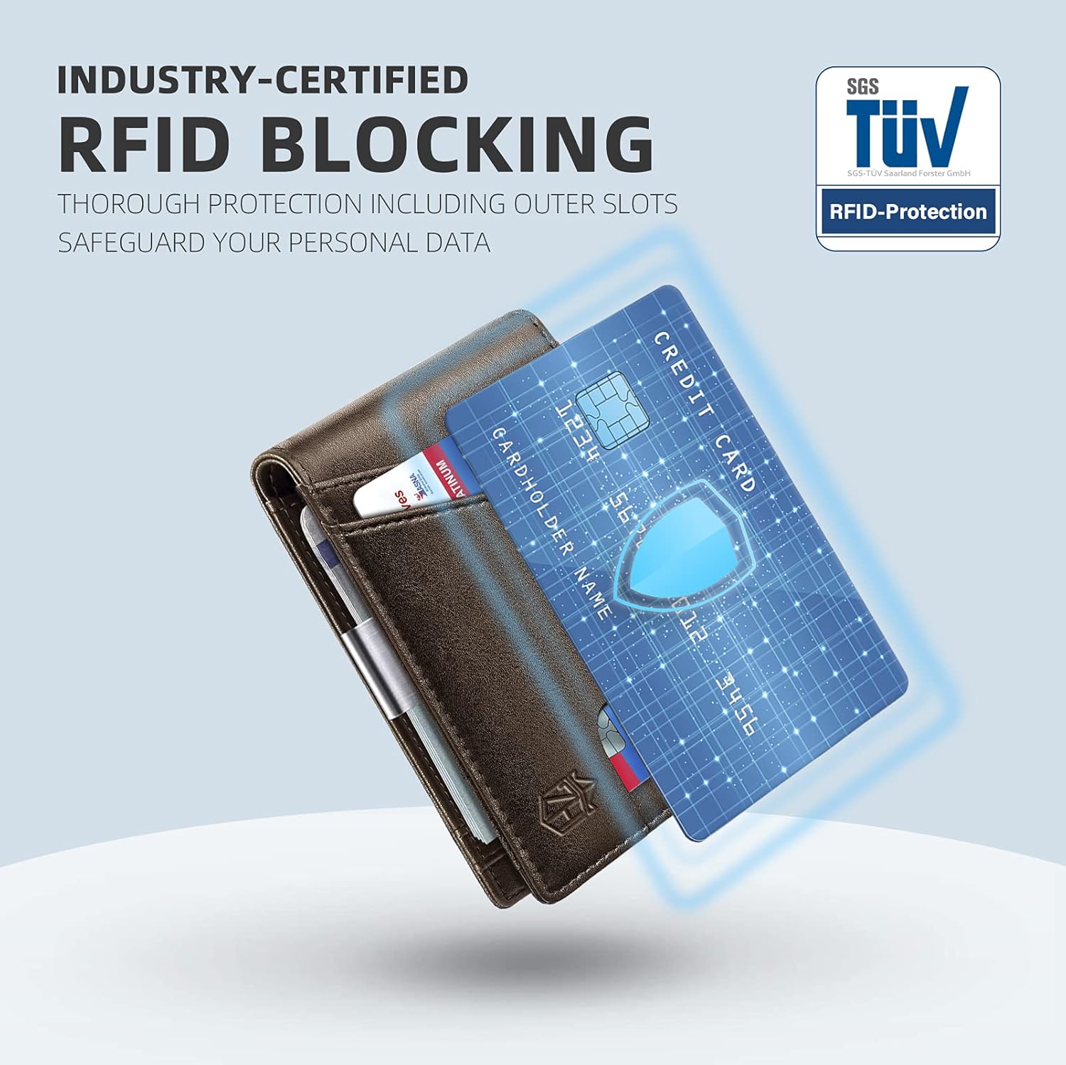 Zitahli Money Clip Wallets for Men,Slim Bifold Wallet 10-12 Cards, Mens Leather Wallet with ID Window,RFID Blocking Thin Minimalist Credit Card Holder,Gifts for Him - Image 5