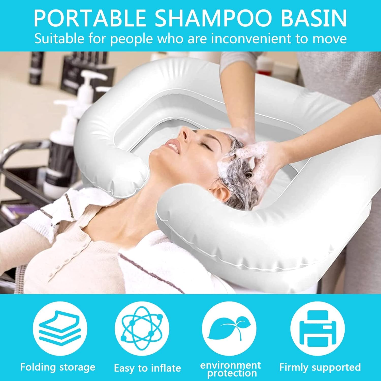 TZEKING Haarwaschbecken für Bettlägerige,Mit Duschkopf und Wassersack,Shampoo Becken mit 1M Ablaufschlauch,Haare Waschen Für Bettlägerige,für Bettlägerige Schwangere Verletzte Postoperative Patientin